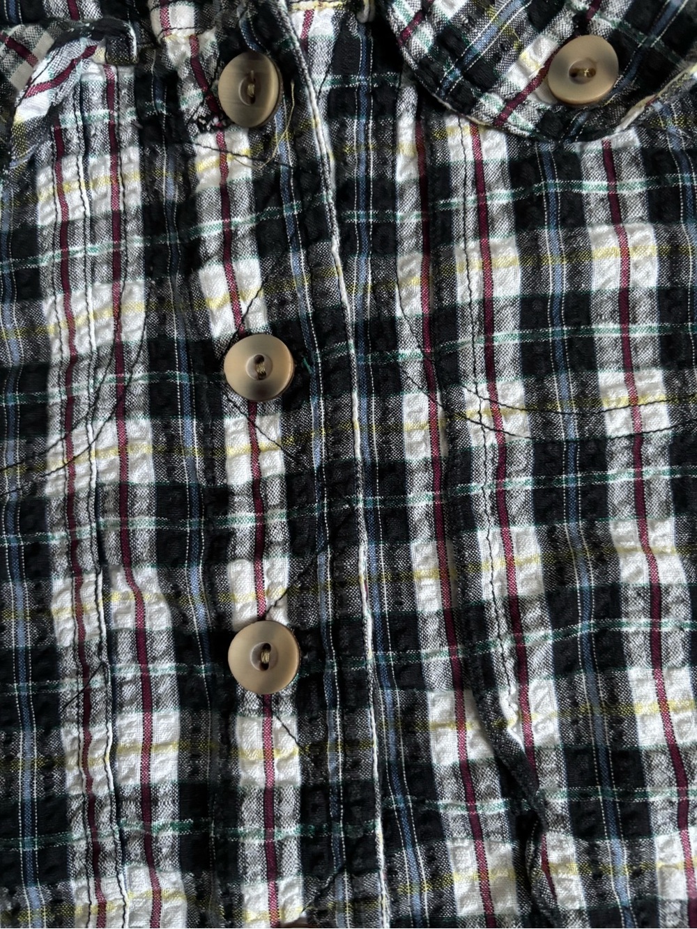 Vintage 90’s 100% Cotton Cropped Plaid Top - Picture 3 of 4